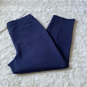 LOGO by Lori Goldstein Women's Blue Cropped Jeans w/Lace Trim Size 16